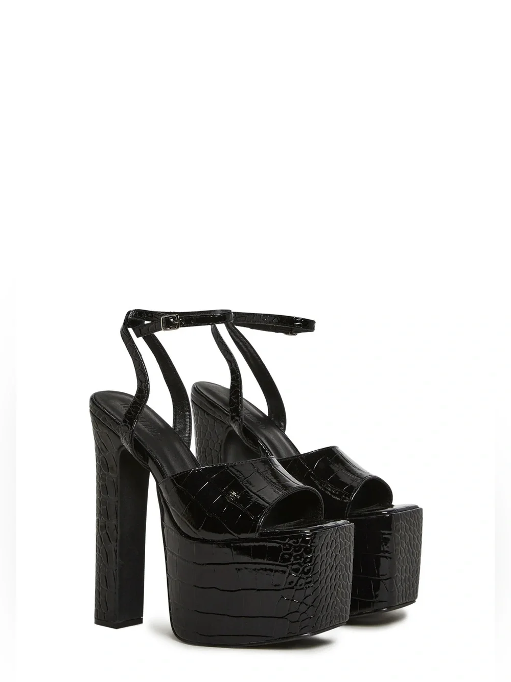 Dolls Kill “ Devour” Black Croc Platform Sandal Size US 9